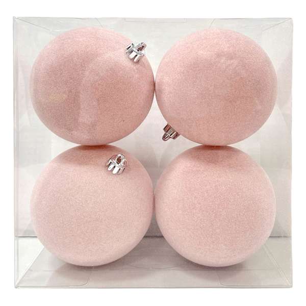 4-Count Pink Flocked Ornaments, 3.9"
