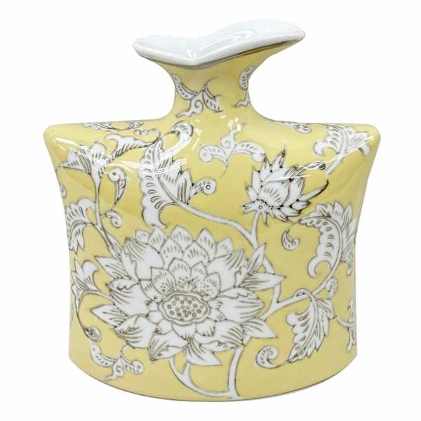 7In Yellow Floral Ceramic Vase