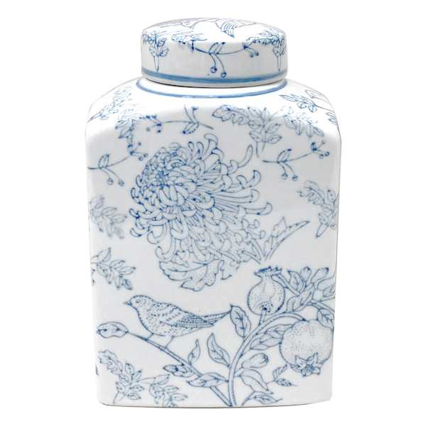 8In Blue Floral Ceramic Jar