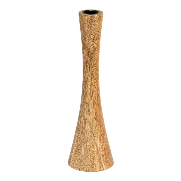 Raw Mango Wood Hourglass Taper Candle Holder, 10"