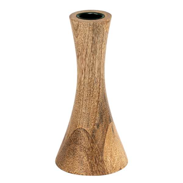Raw Mango Wood Hourglass Taper Candle Holder, 6"