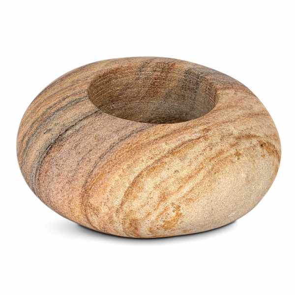 Crosby St. Brown Marble Round Tealight Candle Holder, 4"