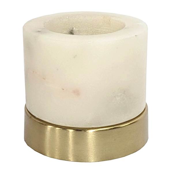 3In Cylinder White Marble With Gold Base Tealight Holder