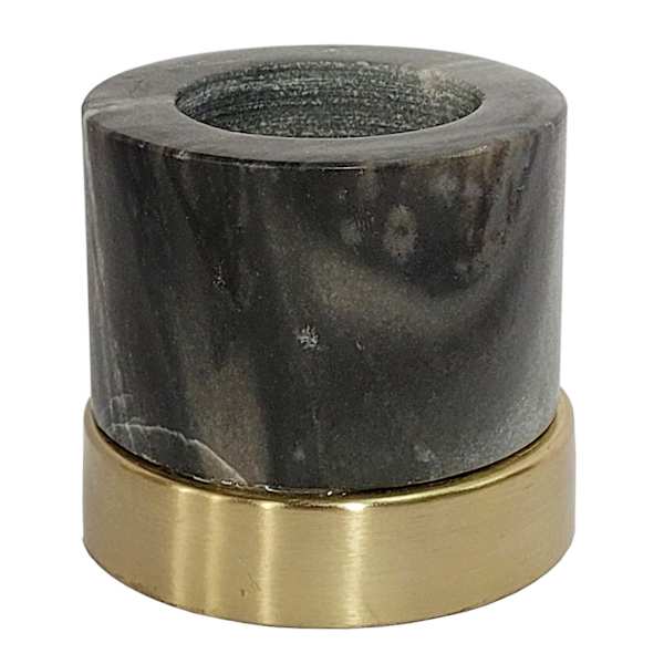 Dark Marble Cylinder with Gold Base Tealight Candle Holder, 3"