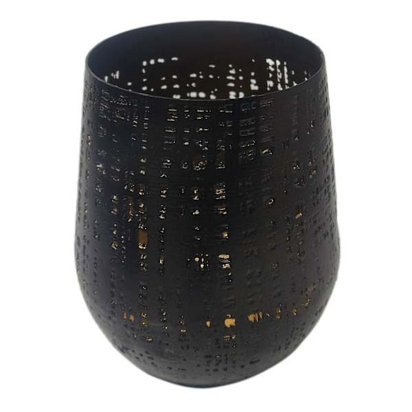 Found & Fable Black Punched Metal Hurricane, 5"