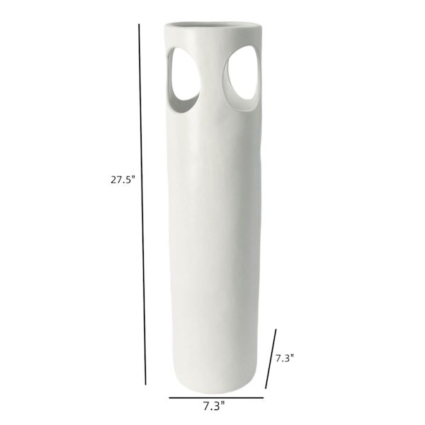 White Double Handle Ceramic Oversized Vase, 27"