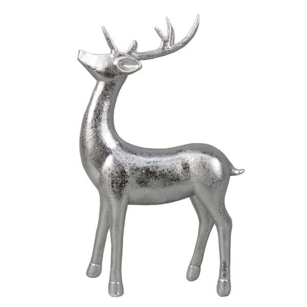 Silver Standing Deer Figurine, 11.6"