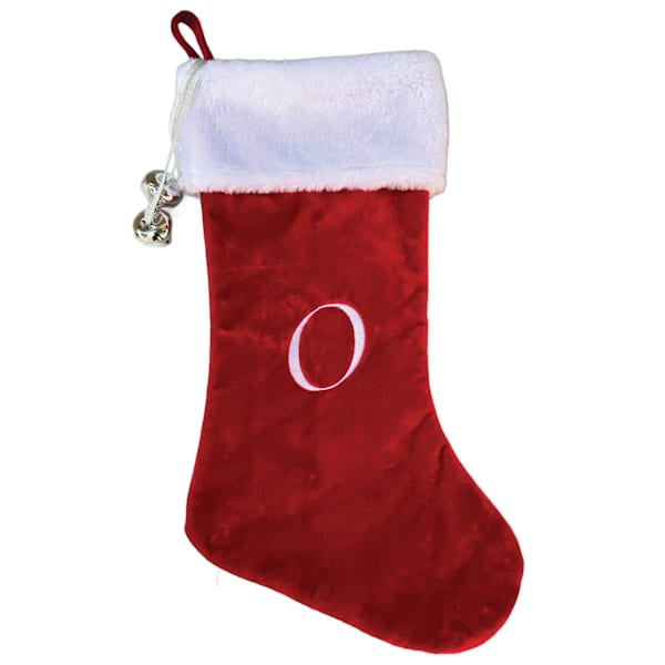 20" Red Velvet Monogram Stocking, O