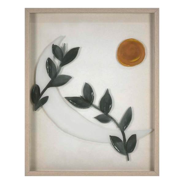 Soul Searcher Glass Framed Peaking Moon Print Wall Art, 16x20
