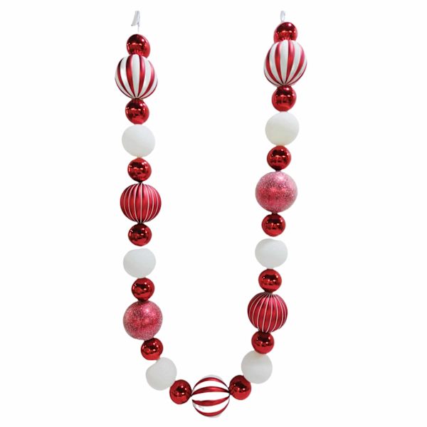 Red White Ornament Garland 72in Christmas Tree Decor At Home