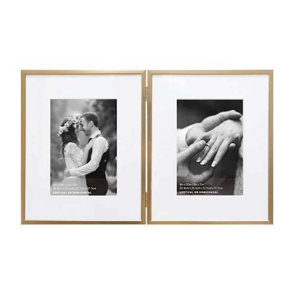 2-Openings Champagne Aluminum Photo Frame, 8x10