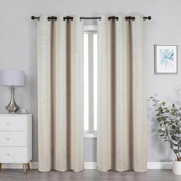 Neutral Textured Jacquard Light Filtering Grommet Curtain Panel, 84"