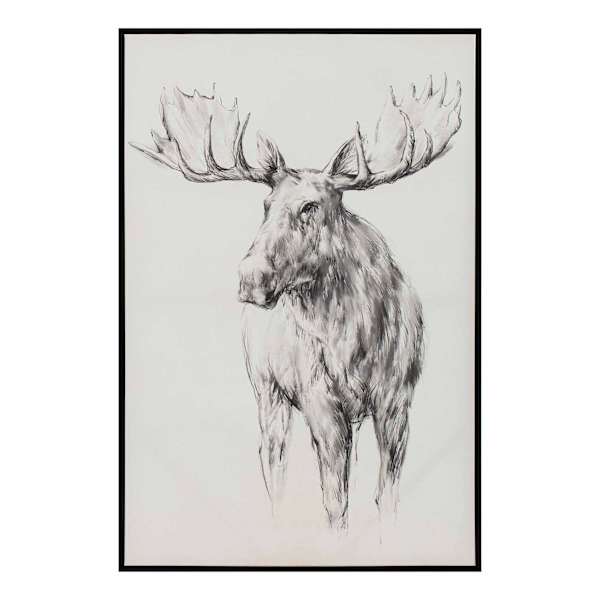 Framed Sketch Moose Wall Art, 24x36