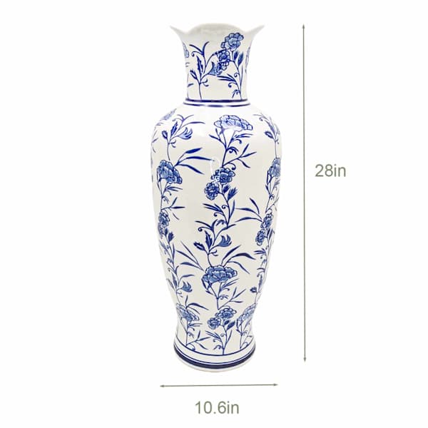 Blue Porcelain Wave Opening Oversized Vase, 28"
