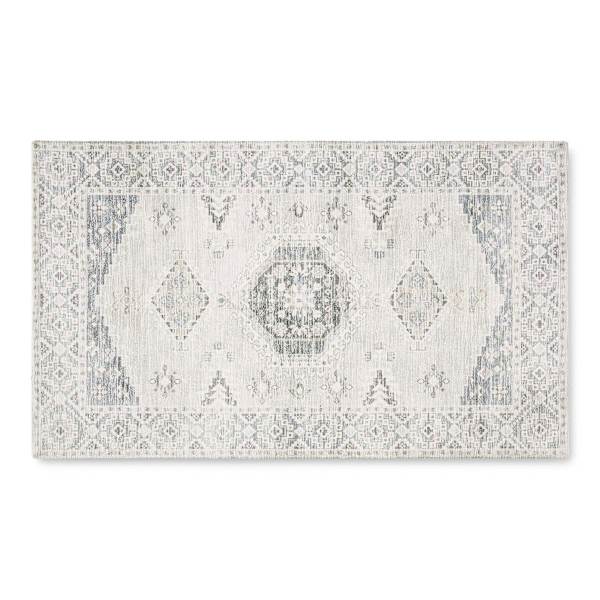 Charlotte Ivory & Blue Tahari Center Medallion Accent Rug, 24x44