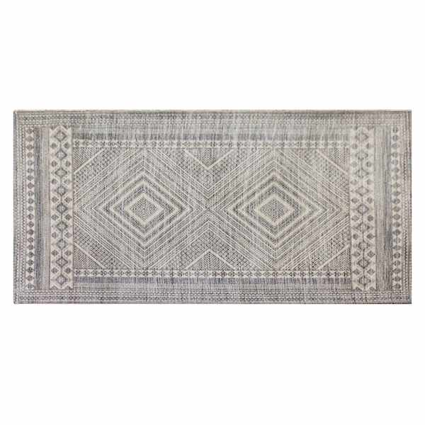Charlotte Ivory & Dark Grey Tahari Diamond Accent Rug, 24x44