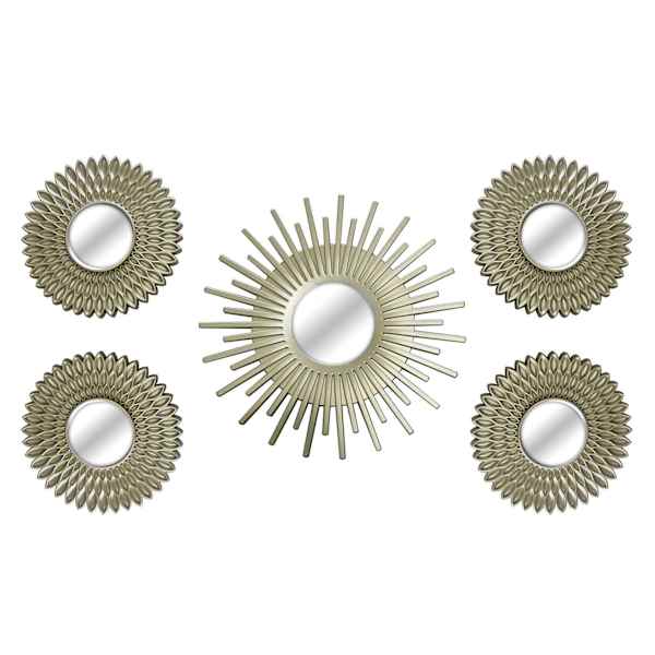5-Piece Champagne Starburst Mirror Set