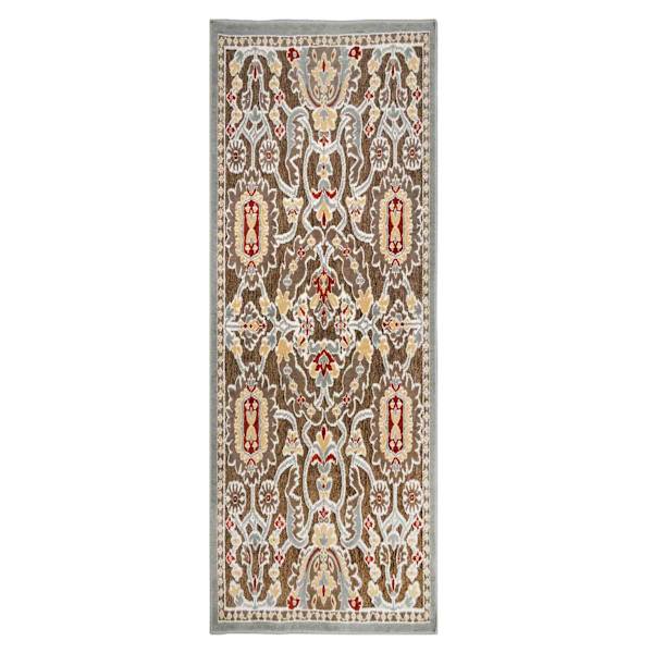 Arrington Taupe & Spice Medallion Washable Runner, 2x5