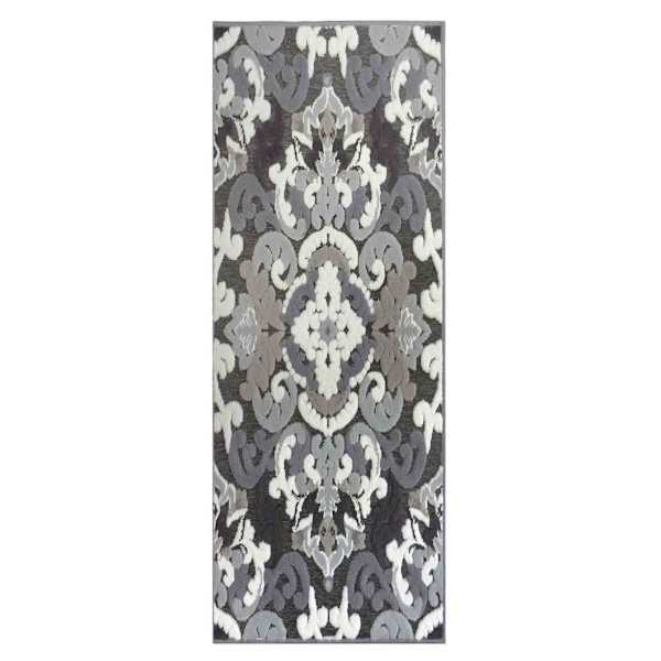 Arrington Grey & White Medallion Runner, 2x5