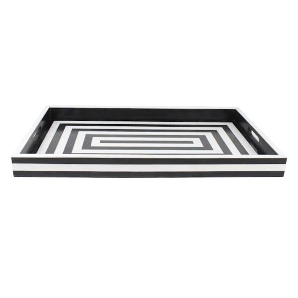 Black & White Striped Rectangle Tray, 24"