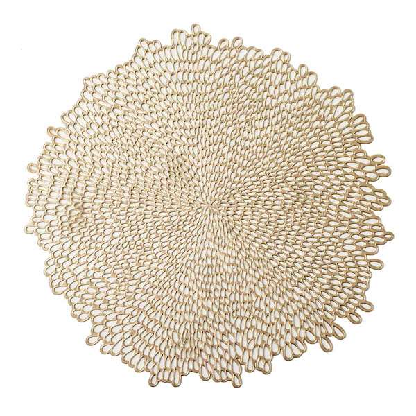 Round Gold Bloom Vinyl Placemat