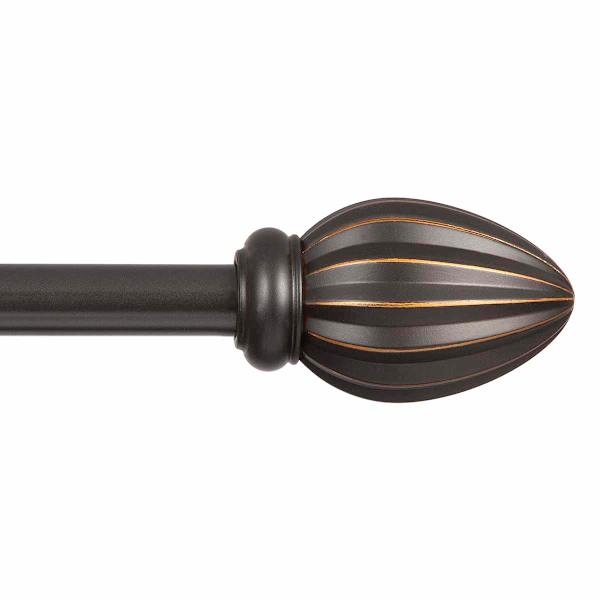 Bailey 5/8" Bronze Oil Decorative Fast Fit Curtain Rod, 66-120"