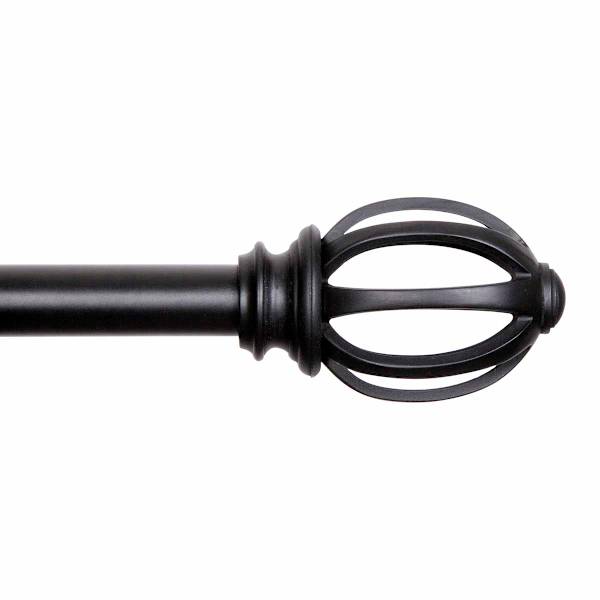 Lilly 5/8" Black Cage Decorative Fast Fit Curtain Rod, 36-66"