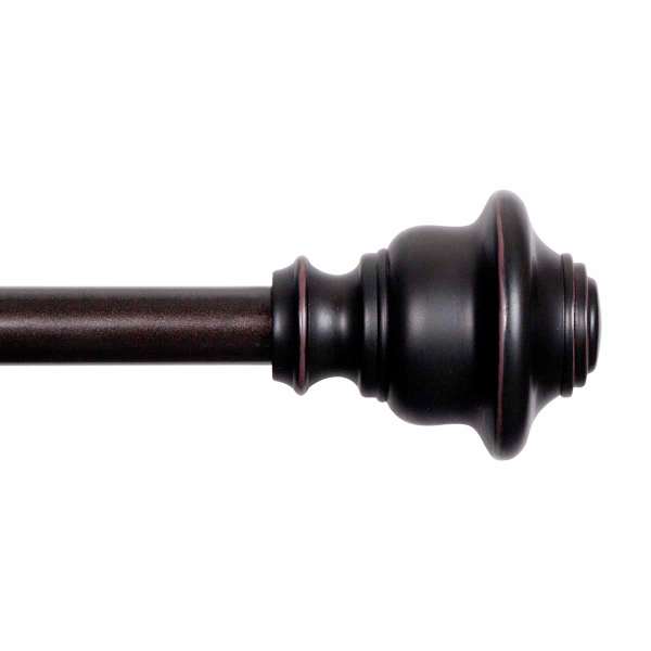Finn 5/8" Black Fast Fit Decorative Curtain Rod, 36-66"
