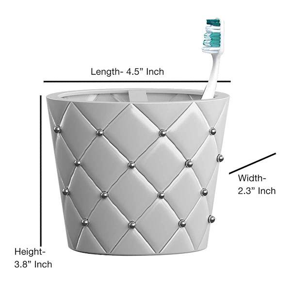 Providence White Quilted Stud Toothbrush Holder, 4"