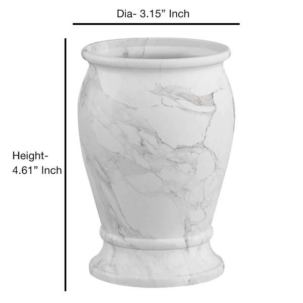 Belle Grey & White Marbled Bath Tumbler, 4.5"