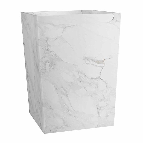 Providence Belle Grey & White Marbled Wastebasket, 10"