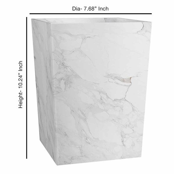 Providence Belle Grey & White Marbled Wastebasket, 10"