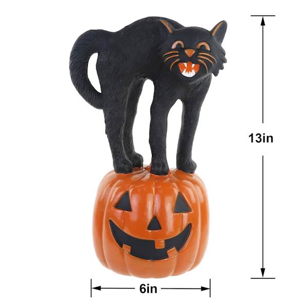 Happy Haunting Black Cat & Jack-o'-Lantern Blow Mold, 13"