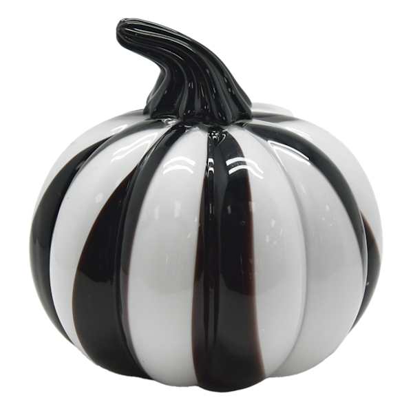 Spellbound Black & White Glass Pumpkin, 5"