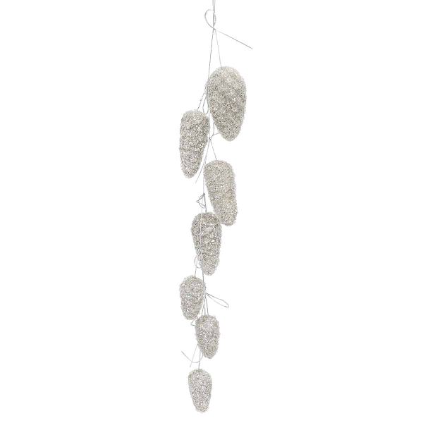 Silver Pinecone Cluster Ornament, 30"