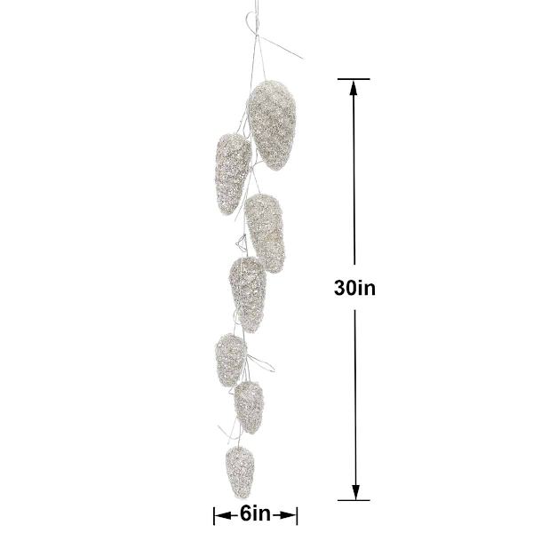 Silver Pinecone Cluster Ornament, 30"