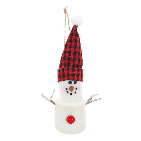 Homespun Holiday Red Buffalo Plaid Snowman Ornament, 4"
