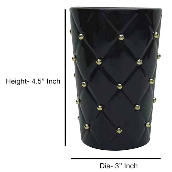 Providence Black & Gold Quilted Ceramic Stud Bath Tumbler