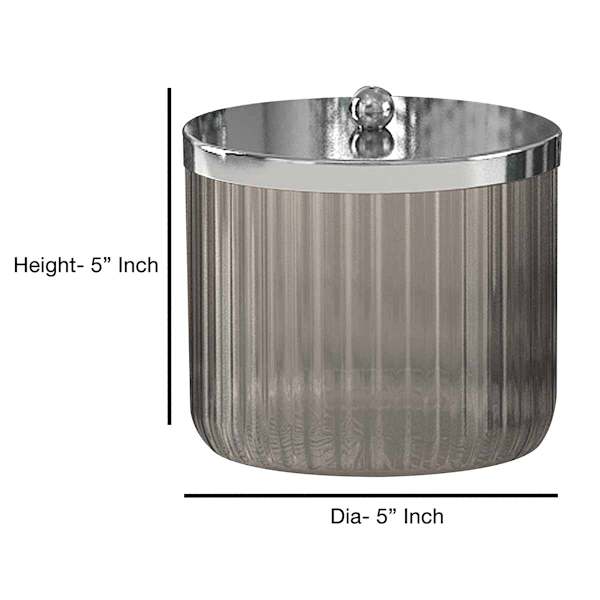 Honeybloom Smoked Glass Q-tip Container, 5"