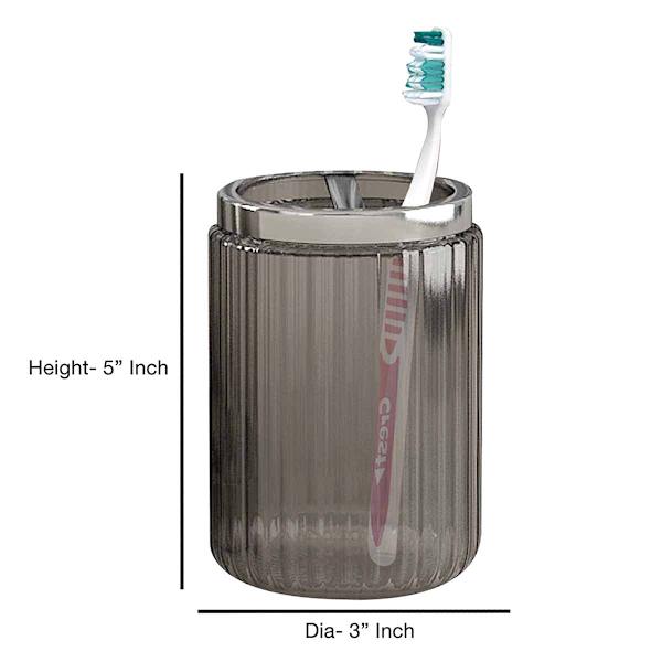 Honeybloom Smoked Glass Toothbrush Holder, 5"