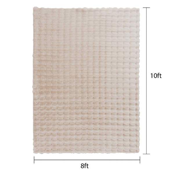 (B883) Crosby St. Beige Bebel Faux Fur Shag Area Rug, 8x10