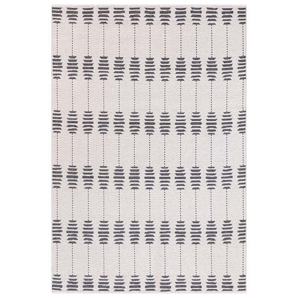 (D613) Tracey Boyd Palermo Grey & White Washable Area Rug, 5x8