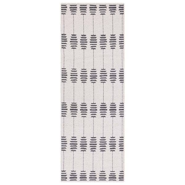 (D613) Tracey Boyd Palermo Grey & White Washable Runner, 3x8