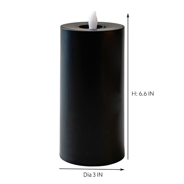 Black LED Pillar Candle with 6-Hour Timer, 3x6