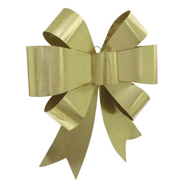 Classic Christmas Metal Gold Christmas Bow Wall Decor, 25.5"