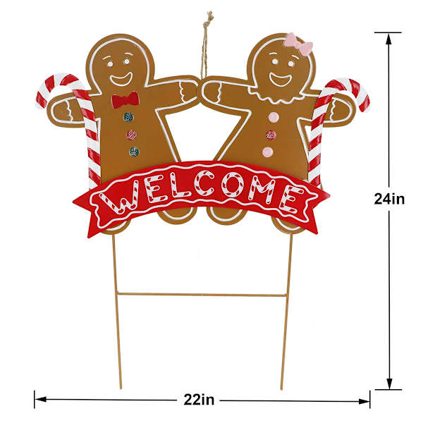 Gingerbread Lane Welcome Gingerbread Men Metal Yard Stake, 24"