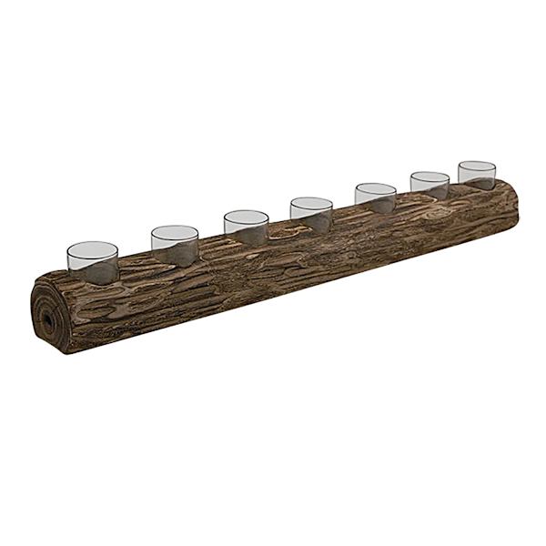 Ty Pennington 7-Cup Wood Log Tealight Candle Holder, 32"