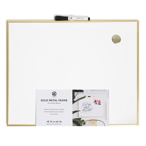 Gold Metal Frame Dry Erase Board, 16x20