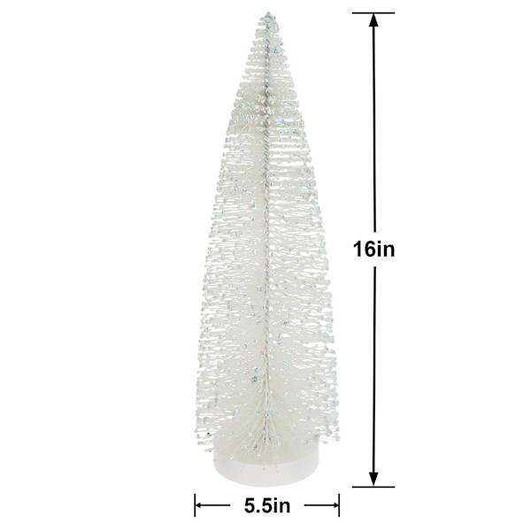 White Glittered Bottlebrush Tree, 16"