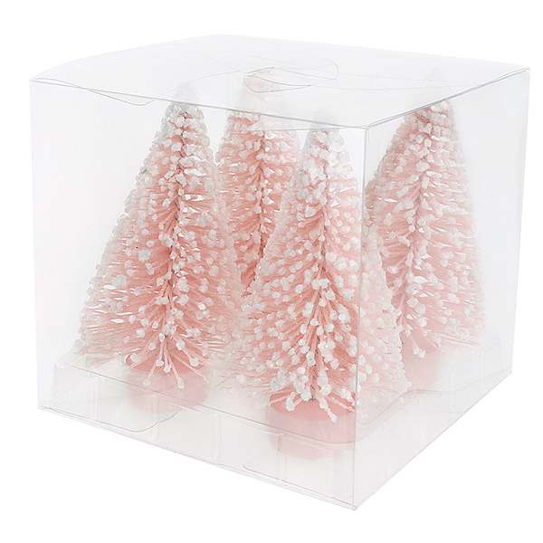 4-Pack Pink Bottlebrush Trees, 5"